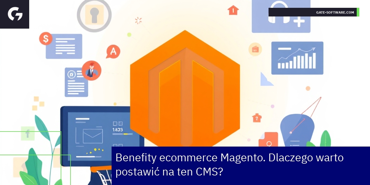 Grafika przedstawiająca zalety Magento