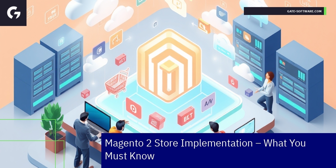 Magento 2 ecommerce interface and performance graphics