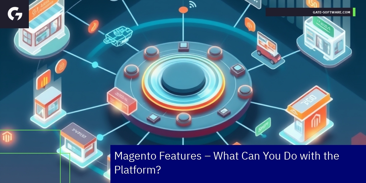 Magento E-commerce Platform Features Overview Diagram showing Magento platform key features