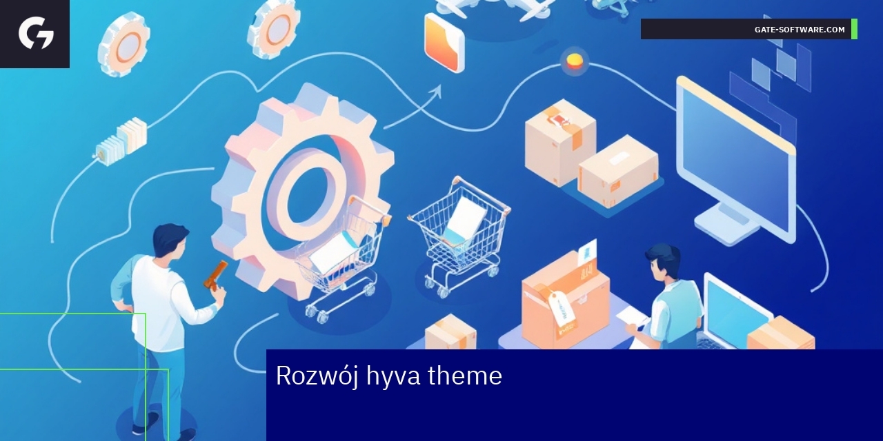 Rozwój i optymalizacja hyva theme w Magento Grafika przedstawiająca rozwój i testowanie hyva theme
