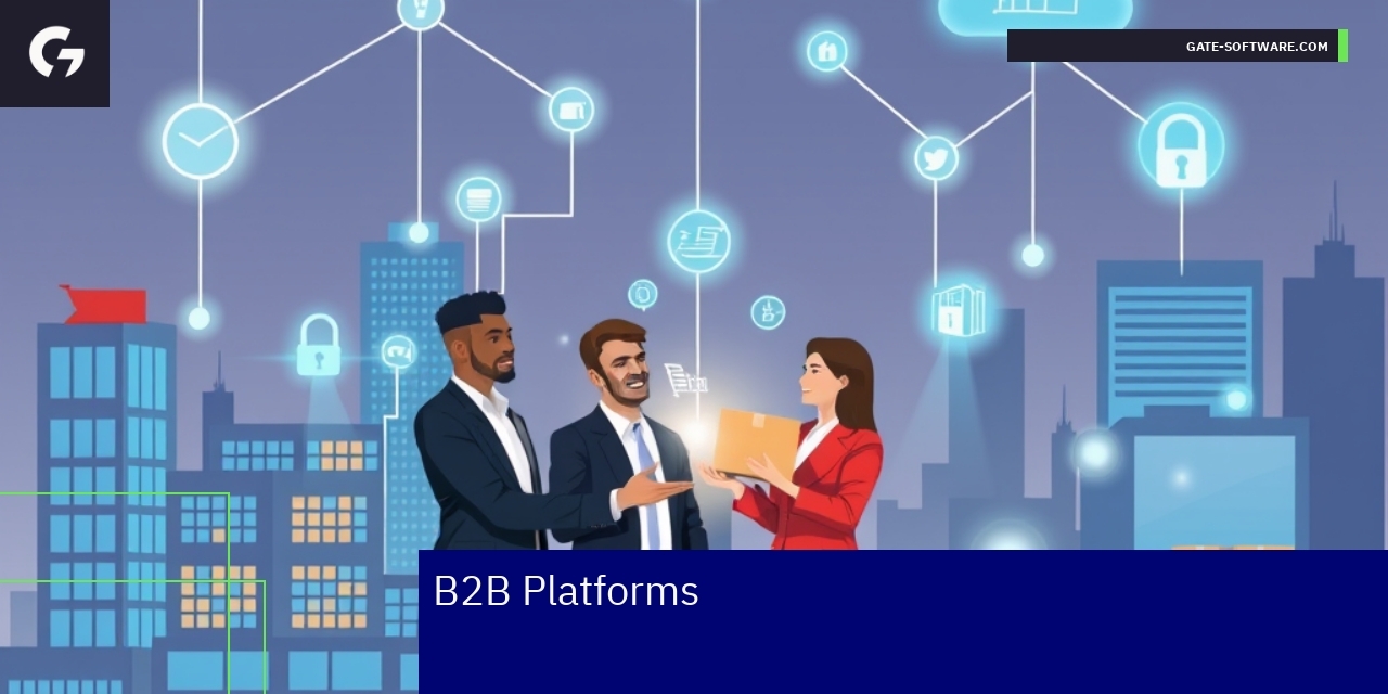 B2B platform concepts with charts and business icons