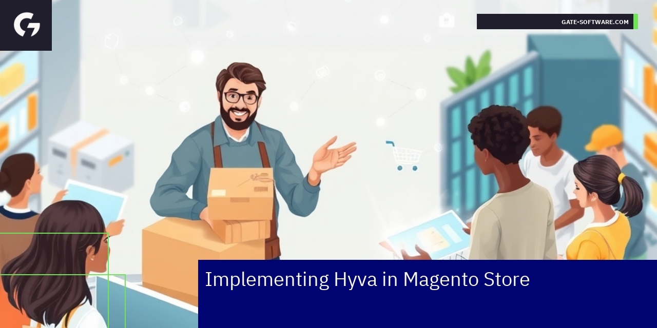 Magento store dashboard with Hyva theme interface