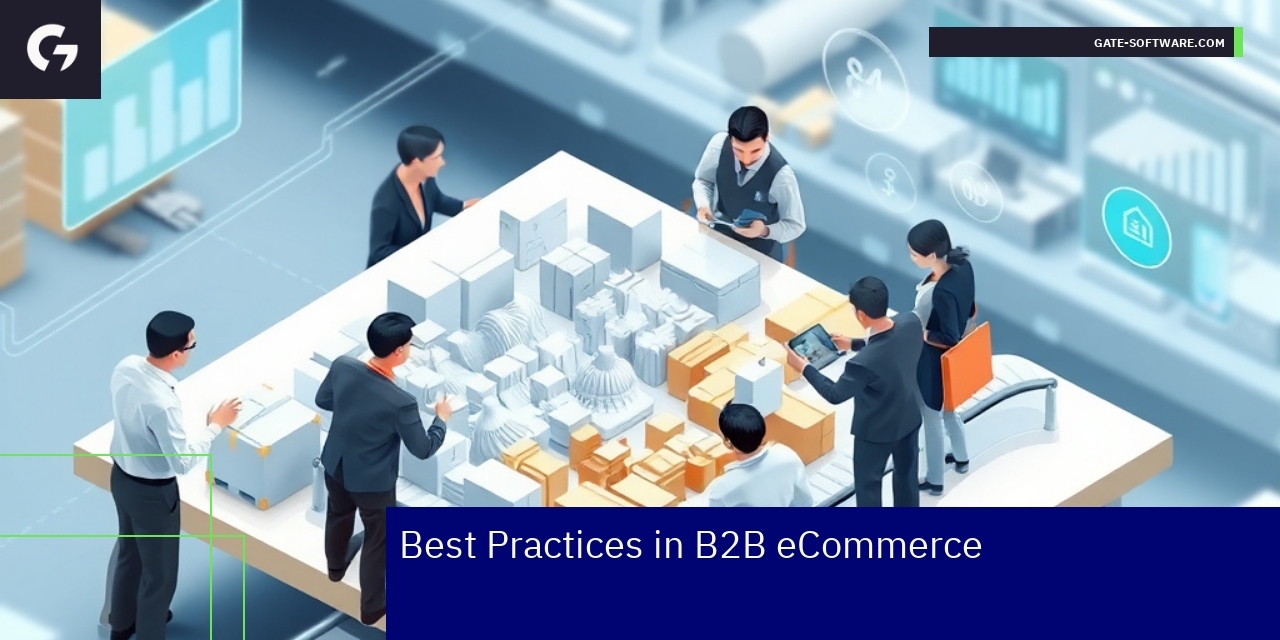 Business professionals analyzing B2B eCommerce data charts