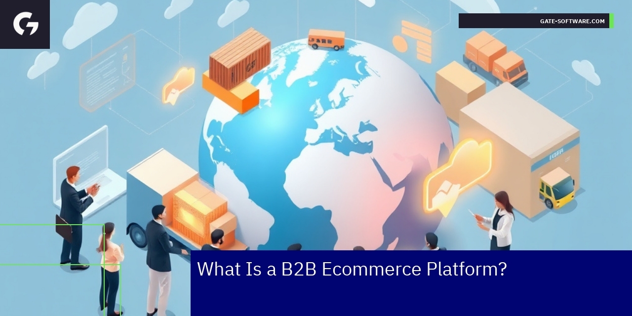 Business professionals using B2B ecommerce platform on devices
