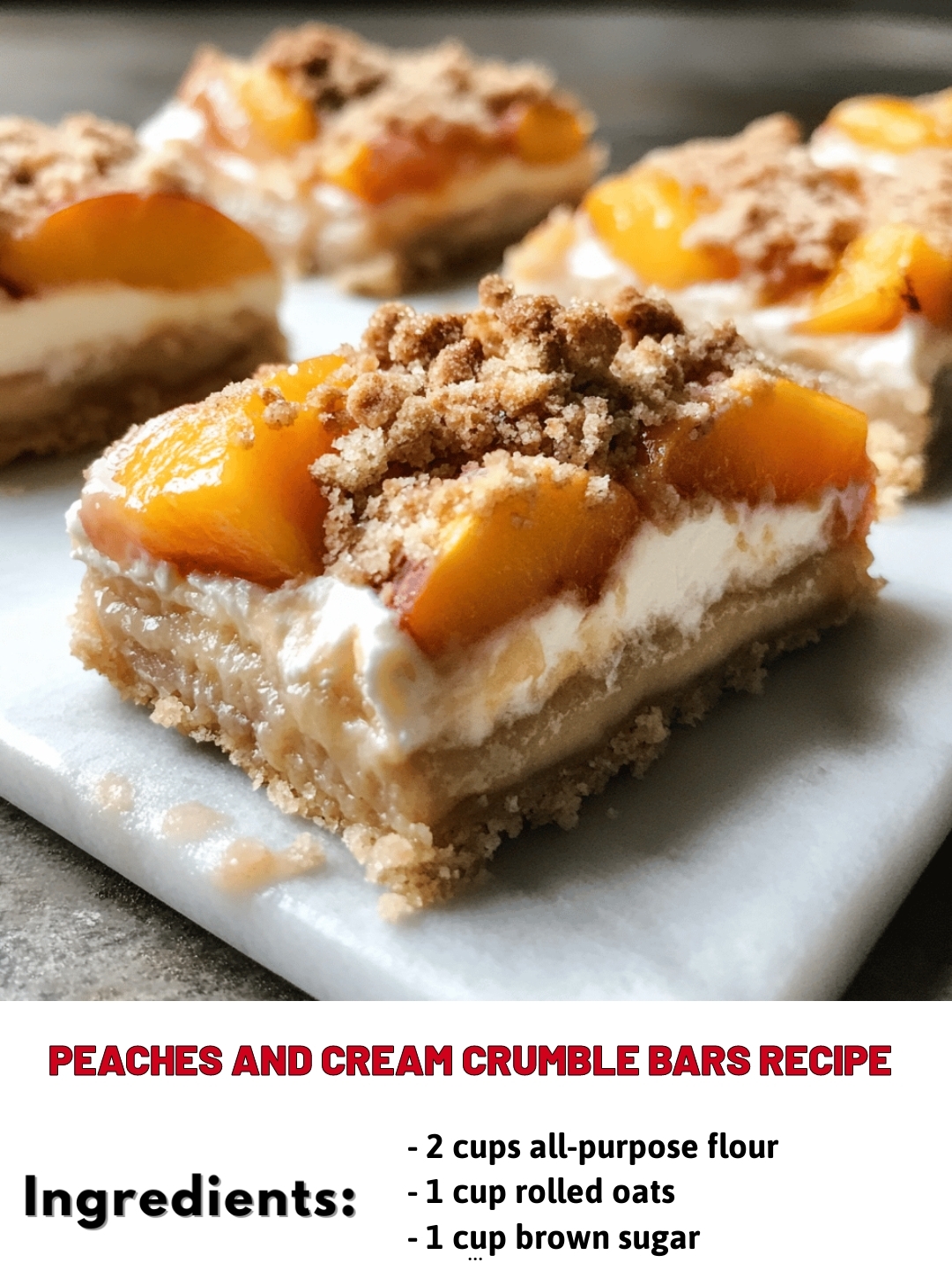 Peaches and Cream Crumble Bars Recipe