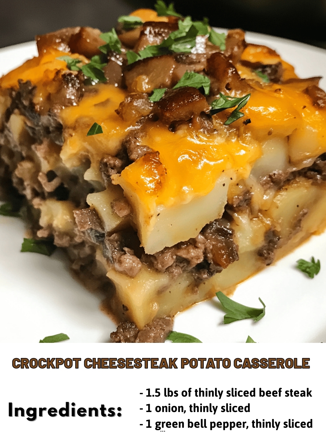 Crockpot Cheesesteak Potato Casserole