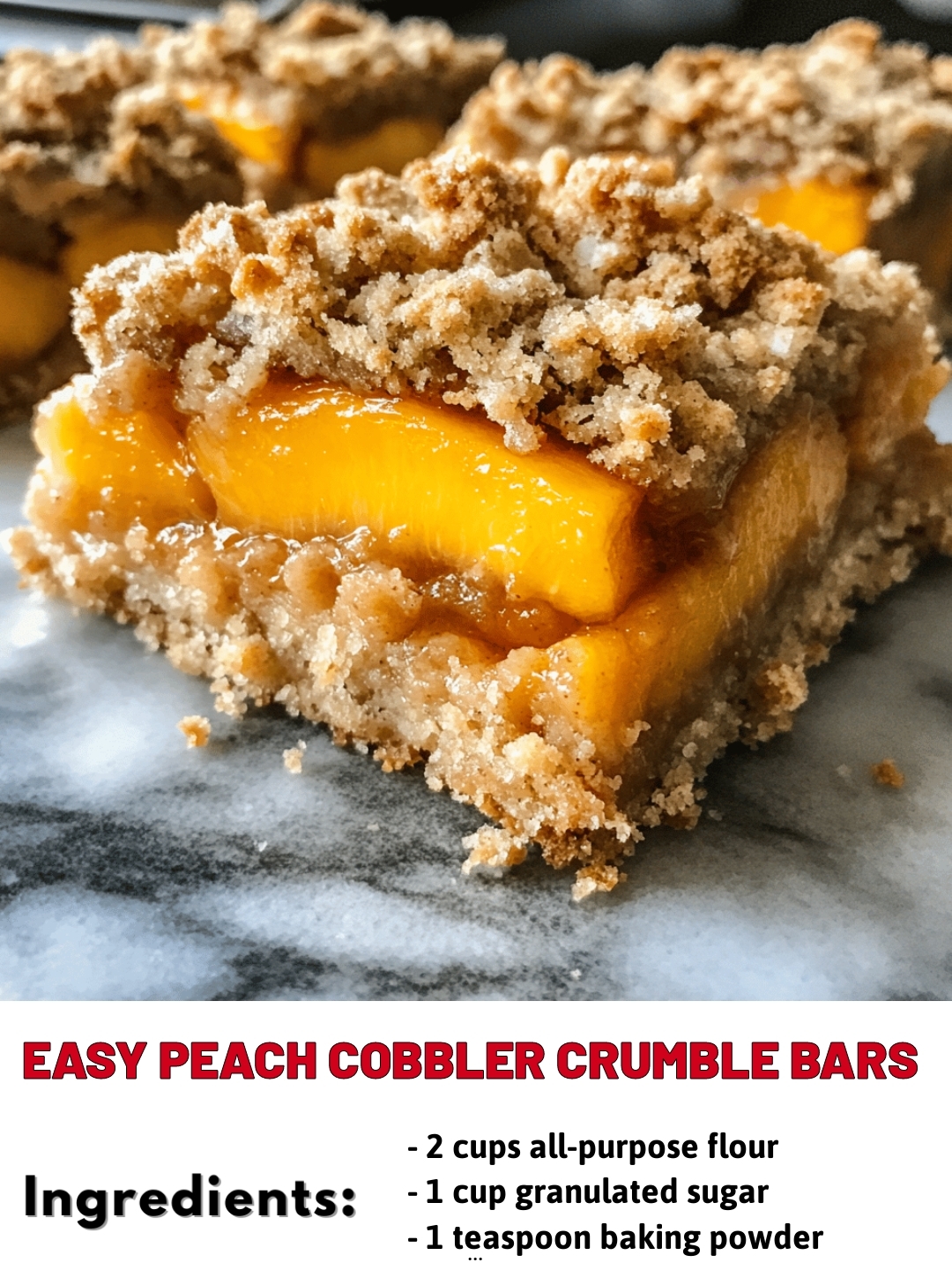 Easy Peach Cobbler Crumble Bars