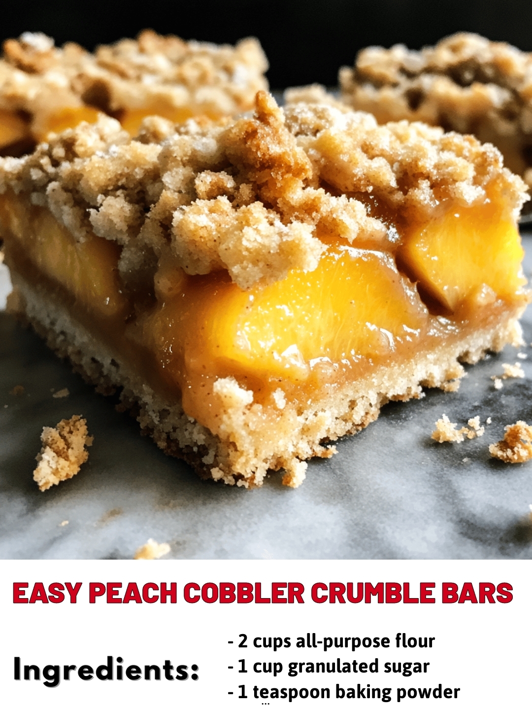 Easy Peach Cobbler Crumble Bars