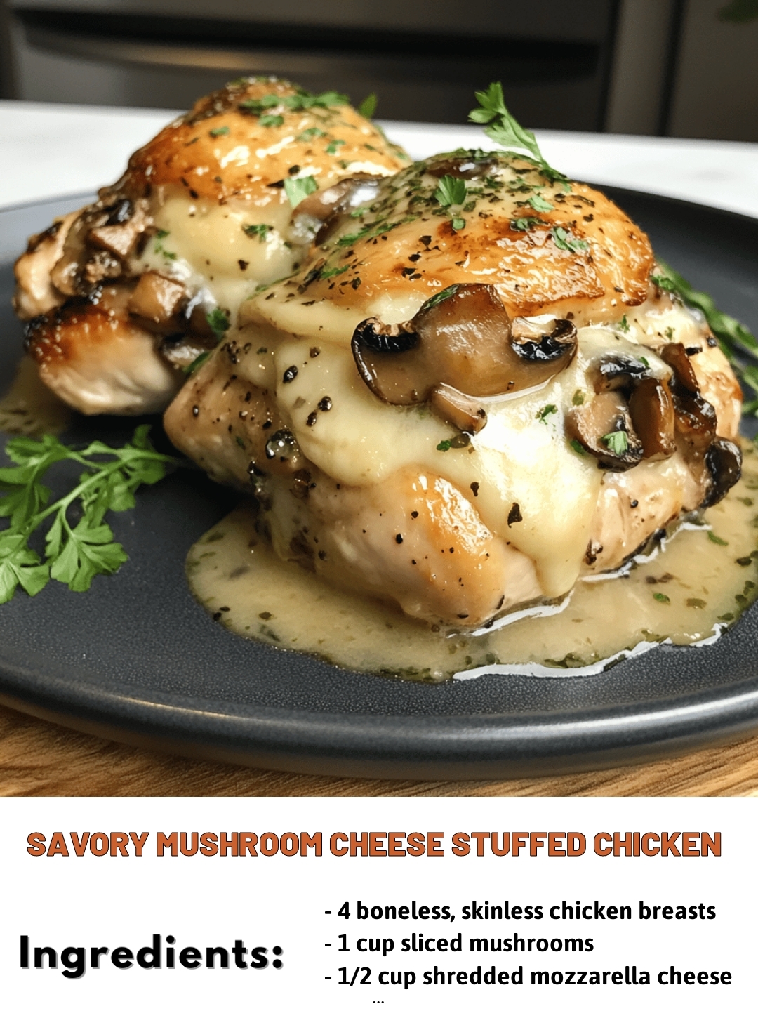 Savory Mushroom Cheese Stuffed Chicken