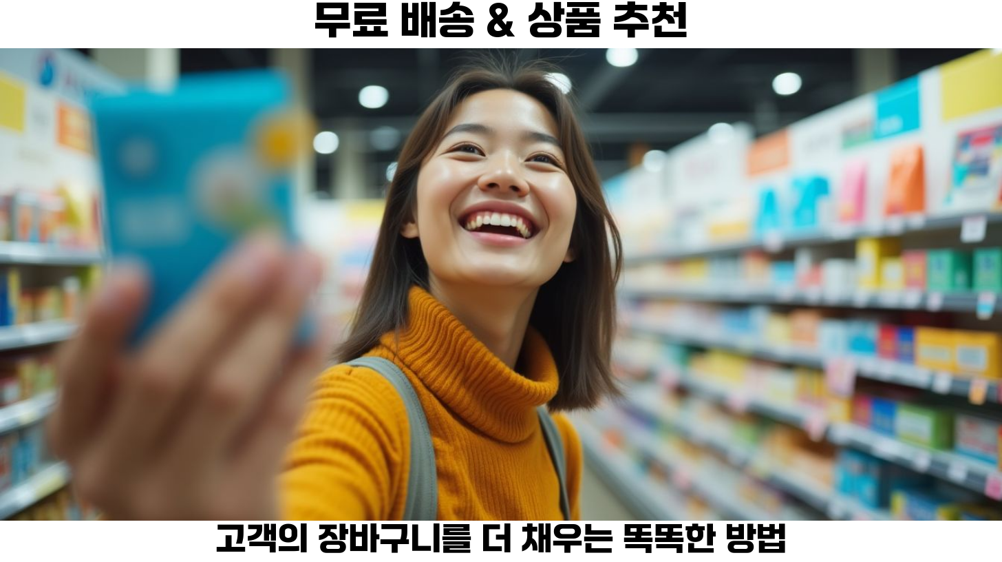 구매 상품 추천과 무료 배송 금액 안내는 추가 구매를 유도하는 좋은 방법입니다.