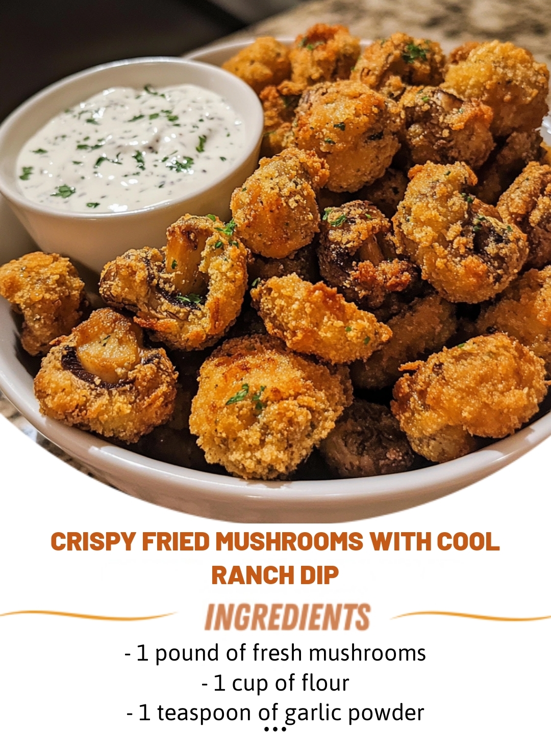 Crispy Fried Mushrooms with Cool Ranch Dip