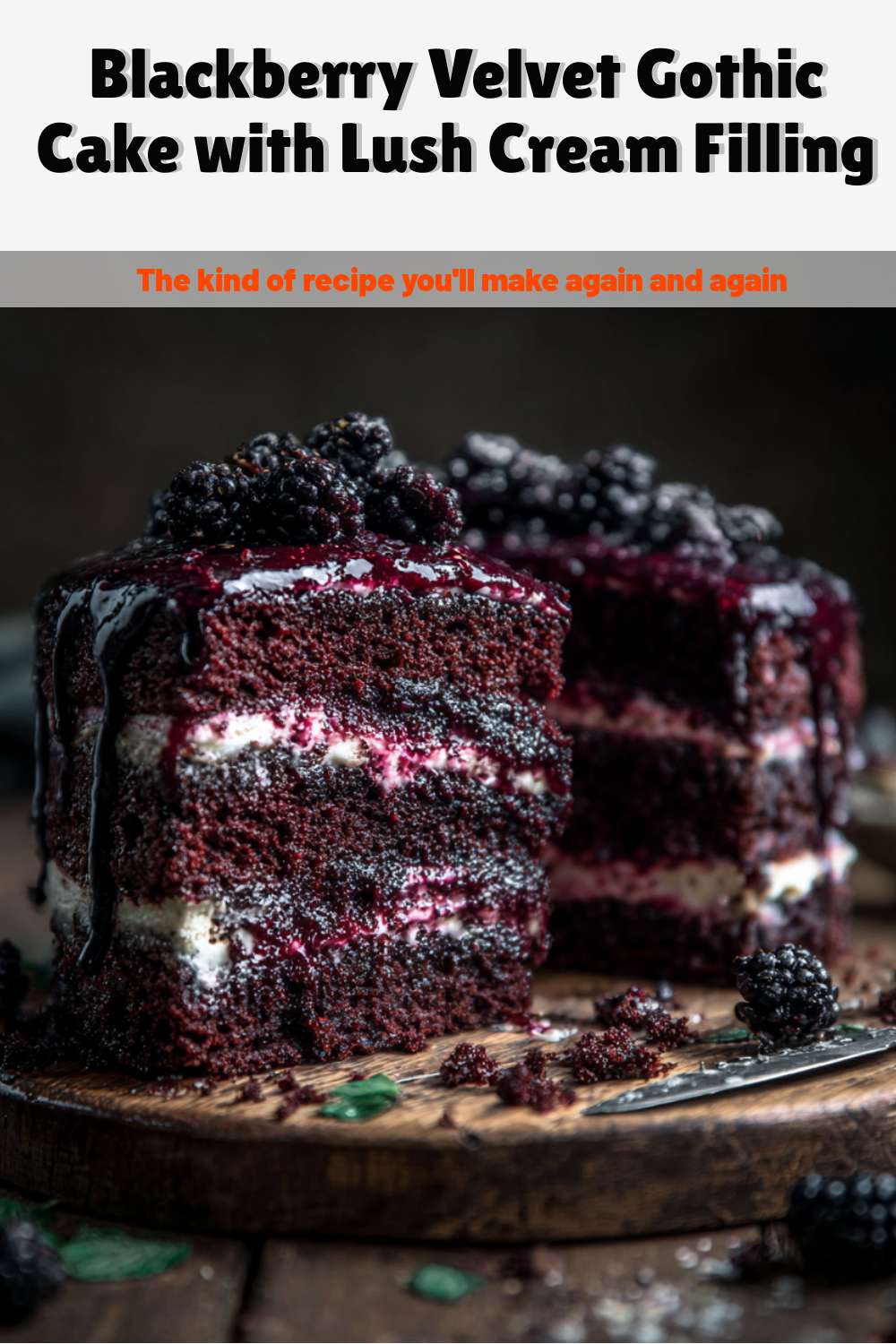 Blackberry Velvet Gothic Cake with Lush Cream Filling