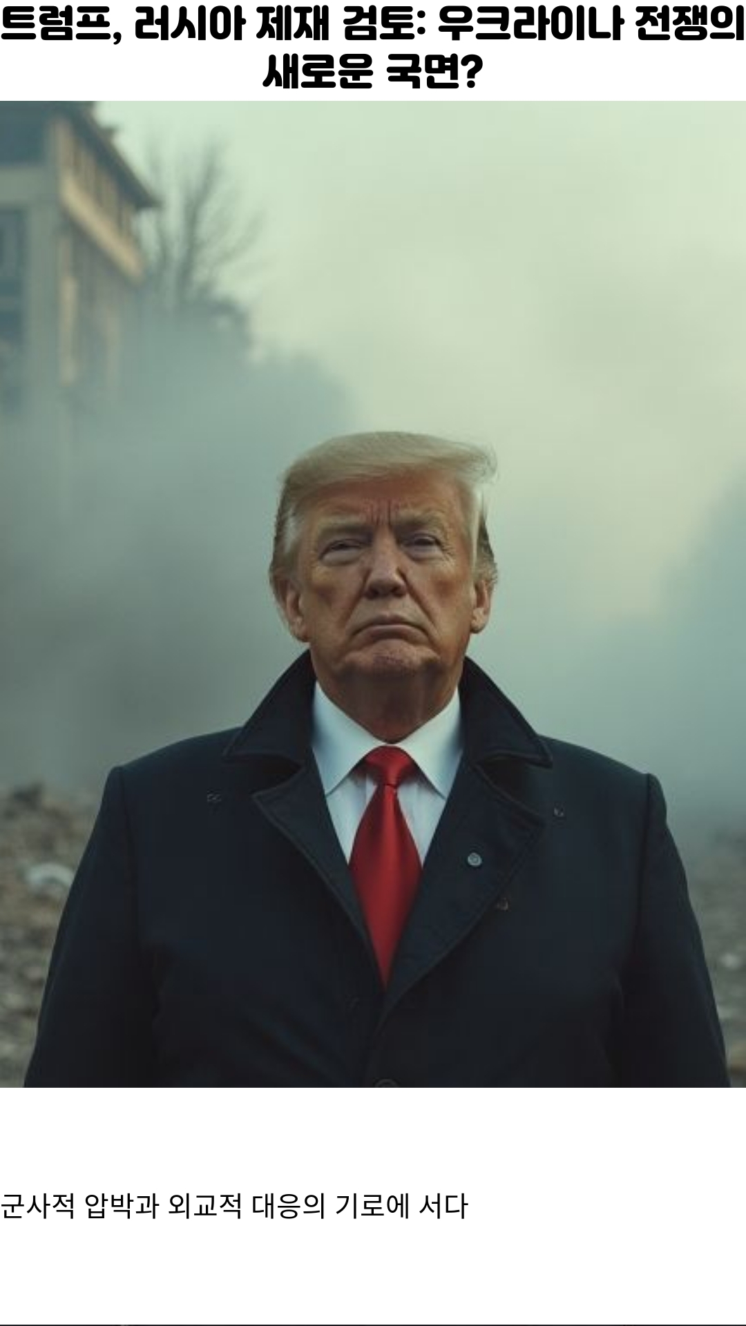 트럼프, 러시아 추가 제재 검토: 우크라이나 전쟁의 새로운 국면? 2 우크라이나에 대한 러시아의 대대적 공세 관찰