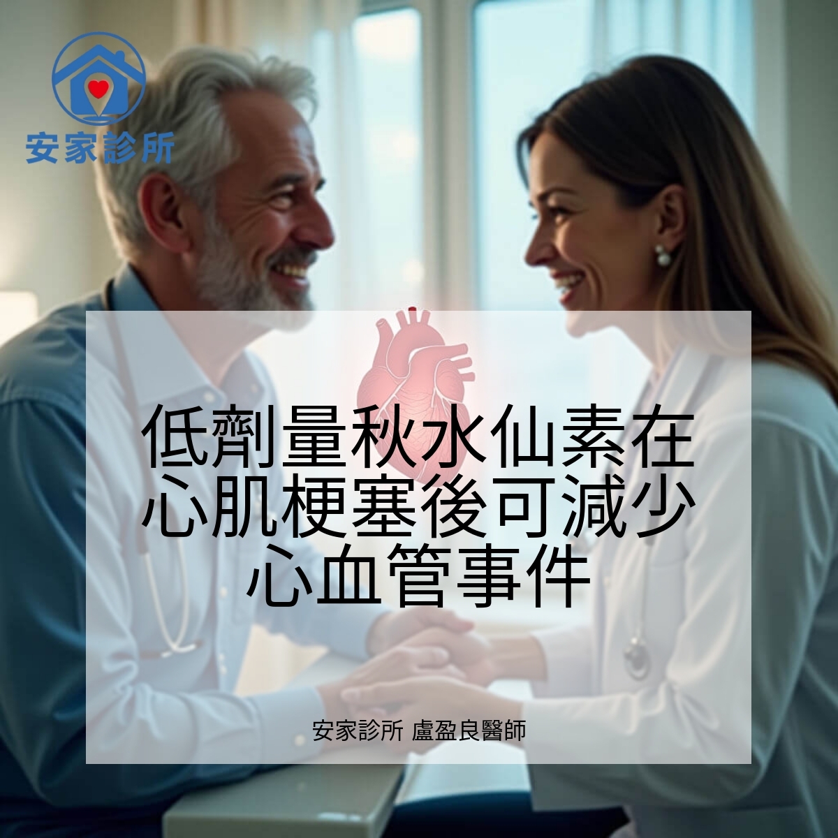 低劑量秋水仙素在心肌梗塞後減少心血管事件研究圖